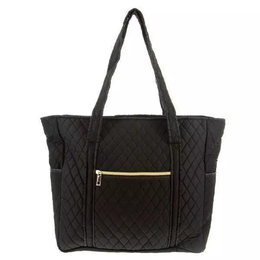 19" X 15" Quilted Tote - Black - Sunshine and Grace Gifts