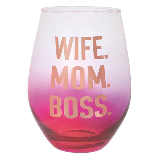 30Oz Wine Glass-Wife Mom Boss - Sunshine and Grace Gifts