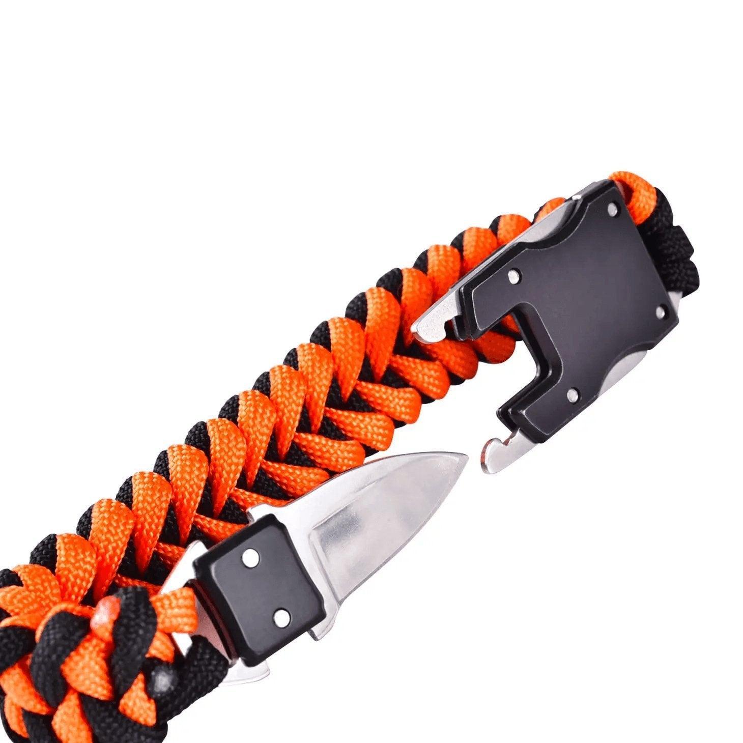 Black and Orange Paracord Survival Bracelet - Sunshine and Grace Gifts