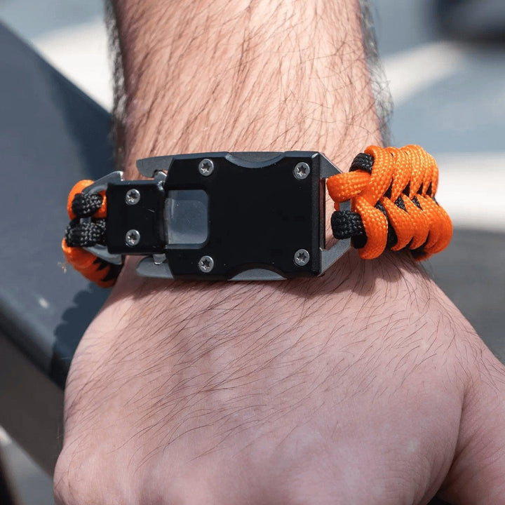 Black and Orange Paracord Survival Bracelet - Sunshine and Grace Gifts