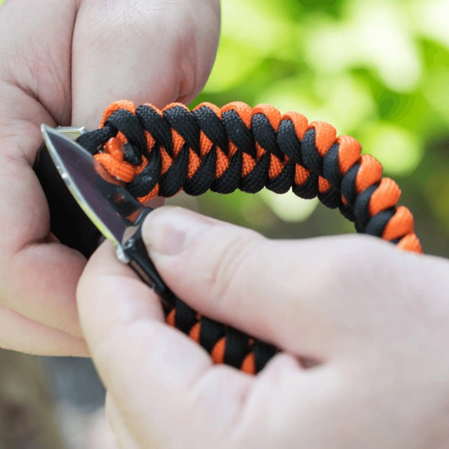 Black and Orange Paracord Survival Bracelet - Sunshine and Grace Gifts