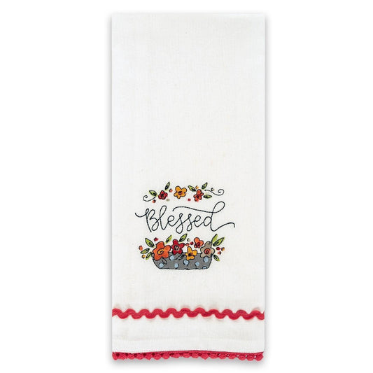 Blessed Embroidered Tea Towel - Sunshine and Grace Gifts