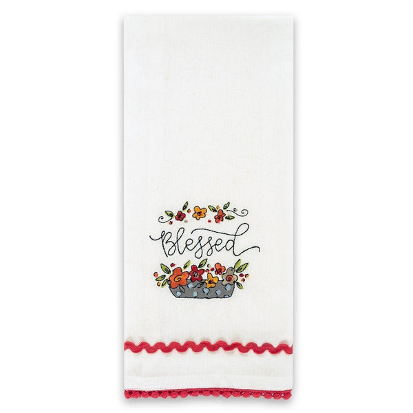 Blessed Embroidered Tea Towel - Sunshine and Grace Gifts