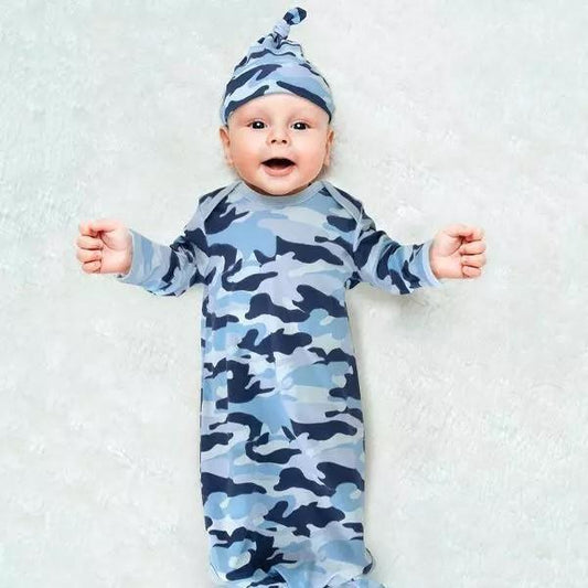 Blue Camo - Baby Cap & Gown Set - Sunshine and Grace Gifts