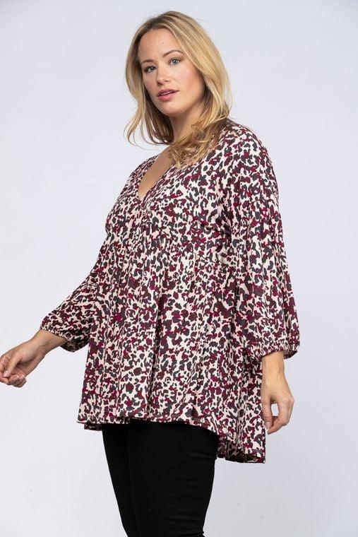 Blush Currant Wine Animal Print Top - Sunshine and Grace Gifts