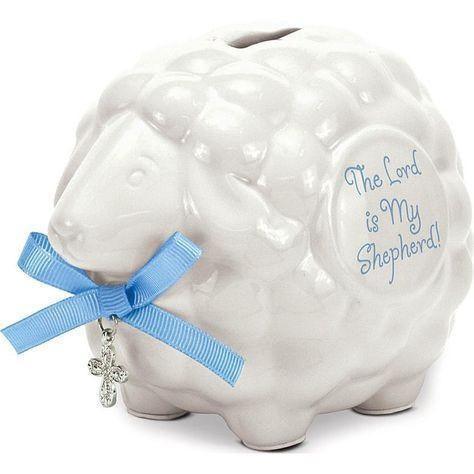 Ceramic Lamb Bank - Blue - Sunshine and Grace Gifts