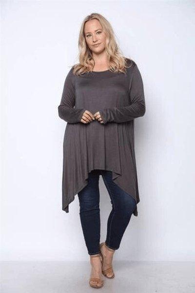 Dark Grey Long Sleeve Tunic - Sunshine and Grace Gifts