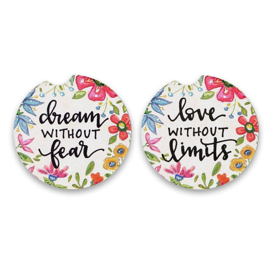 Dream Without Fear 2Pk Car Coaster - Sunshine and Grace Gifts
