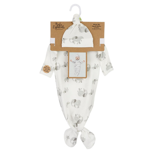 Baby Cap and Gown Set - Elephant