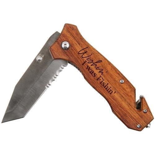 Engraved Pocket Knife - Wishin I Was Fishin - Sunshine and Grace Gifts