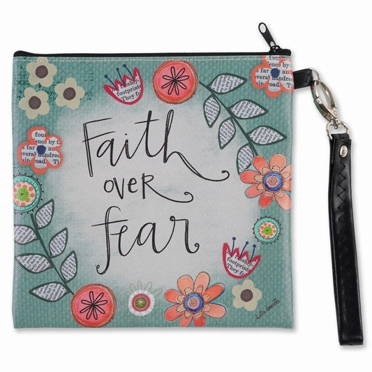 Faith Over Fear Square Wristlet Zipper Bag - Sunshine and Grace Gifts