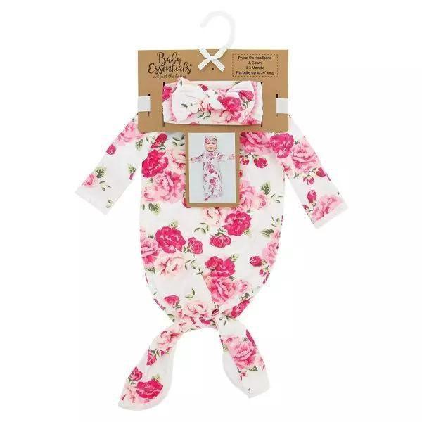 Girls Floral-Baby Gown & Headband - Sunshine and Grace Gifts