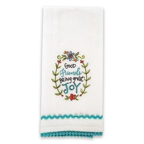 Good Friends Embroidered Tea Towel - Sunshine and Grace Gifts