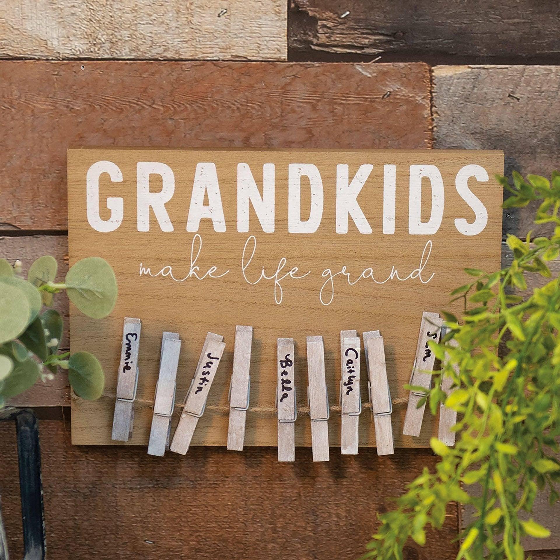 Grandkids Clothespin Sign - Sunshine and Grace Gifts