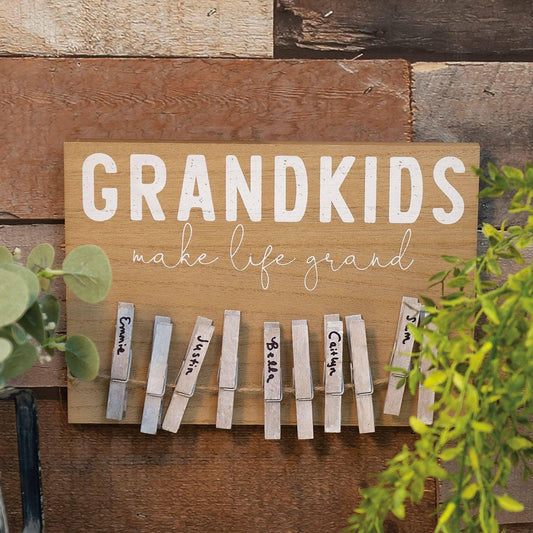 Grandkids Clothespin Sign - Sunshine and Grace Gifts