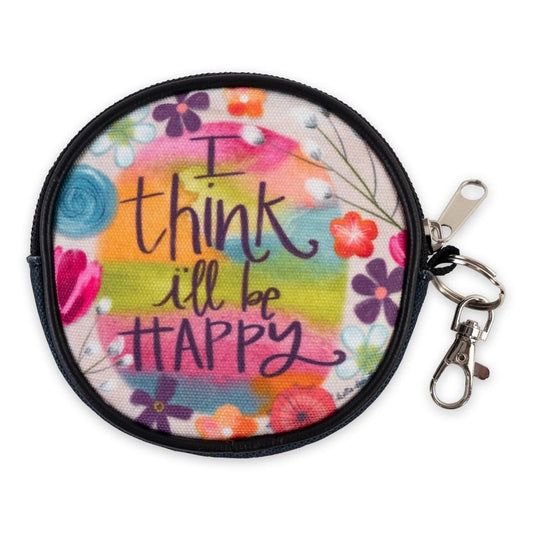 I Think I'll Be Happy Round Zippered Purse - Sunshine and Grace Gifts