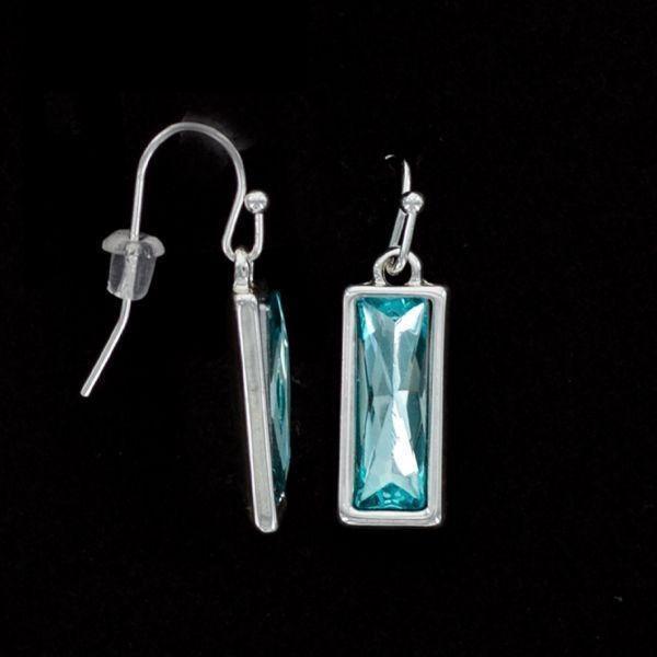 Julia Harper Earrings - Silver Fish Hook With Aqua Bead Drops - Sunshine and Grace Gifts