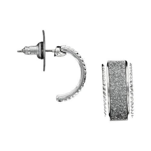 Julia Harper Earrings - Silver Glitter Half Hoop - Sunshine and Grace Gifts