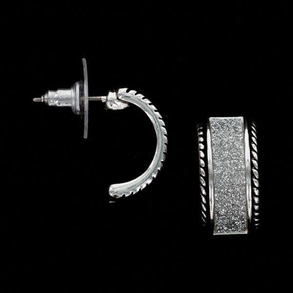 Julia Harper Earrings - Silver Glitter Half Hoop - Sunshine and Grace Gifts