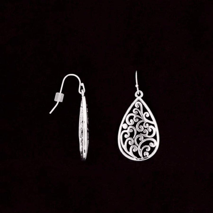 Julia Harper Silver Teardrop Lace Ox Earrings - Sunshine and Grace Gifts