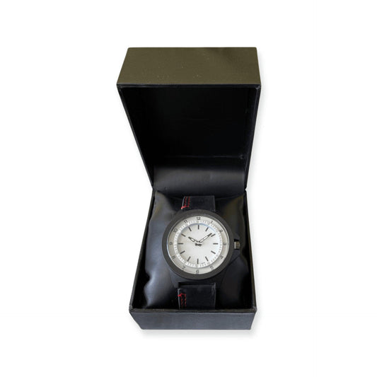 Men's Red Stitched Black Band Watch - Sunshine and Grace Gifts