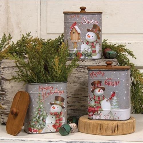 Metal Snowman Canister - Sunshine and Grace Gifts
