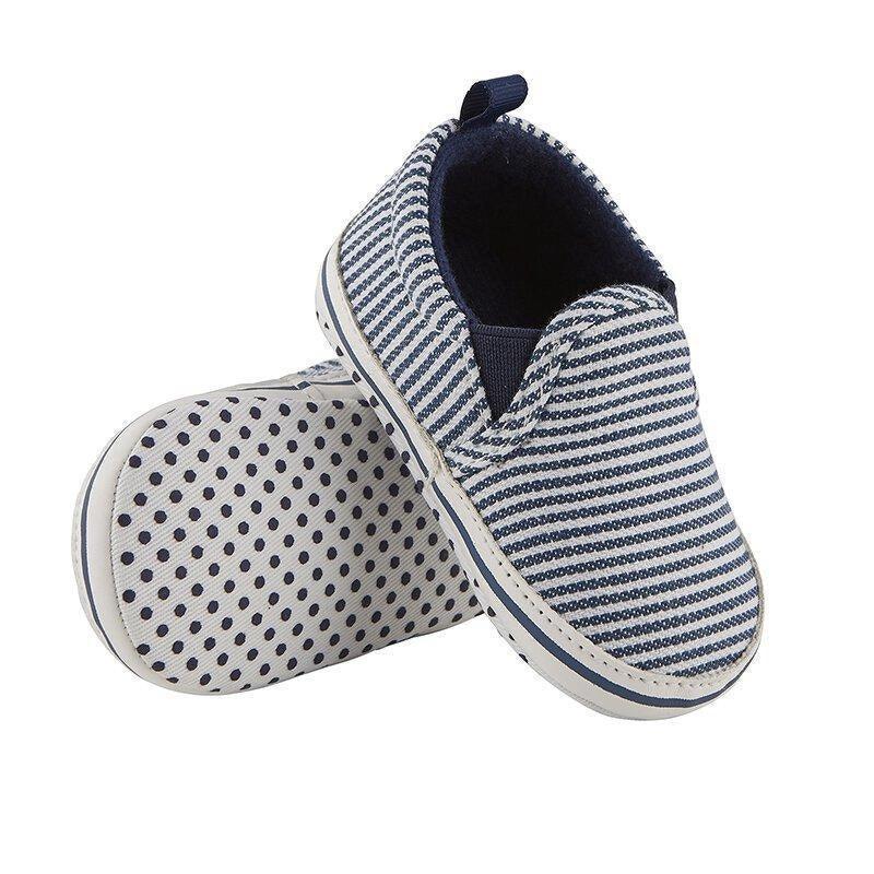 Navy Stripe Canvas Shoe 6-12Mo - Sunshine and Grace Gifts