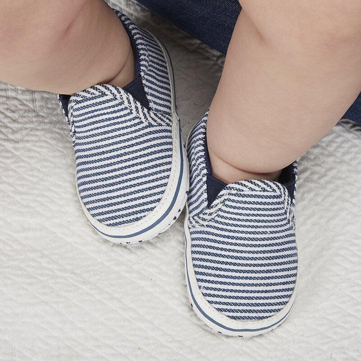 Navy Stripe Canvas Shoe 6-12Mo - Sunshine and Grace Gifts