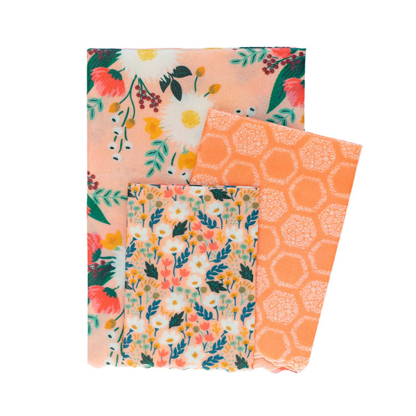 Pink Floral - Beeswax Wraps Bundle (Set of 3)