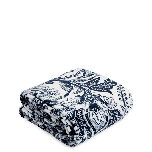 Plush Throw Blanket Java Navy & White - Sunshine and Grace Gifts