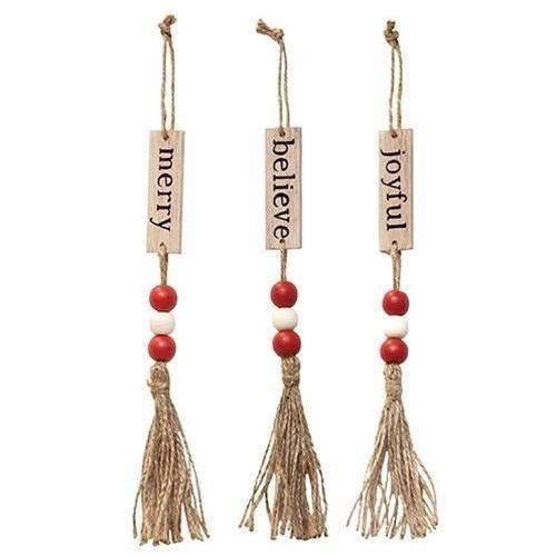 Red And White Tassel Ornament - Sunshine and Grace Gifts