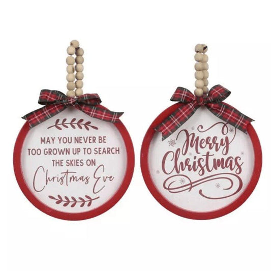 Round Christmas Wall Sign With Bead Hanger - Sunshine and Grace Gifts