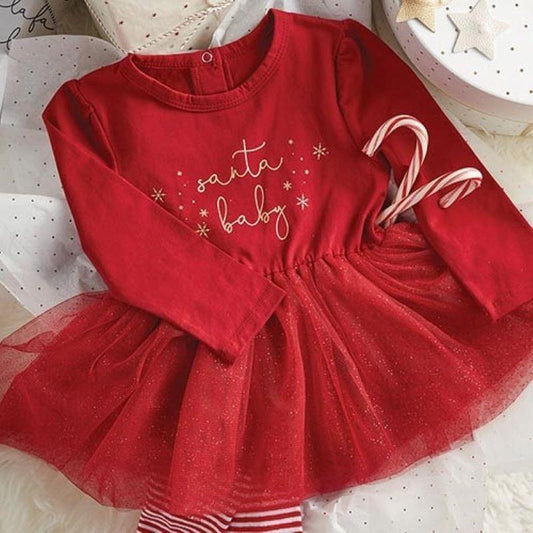 Santa Baby Red Snap Shirt Dress 6-12M - Sunshine and Grace Gifts