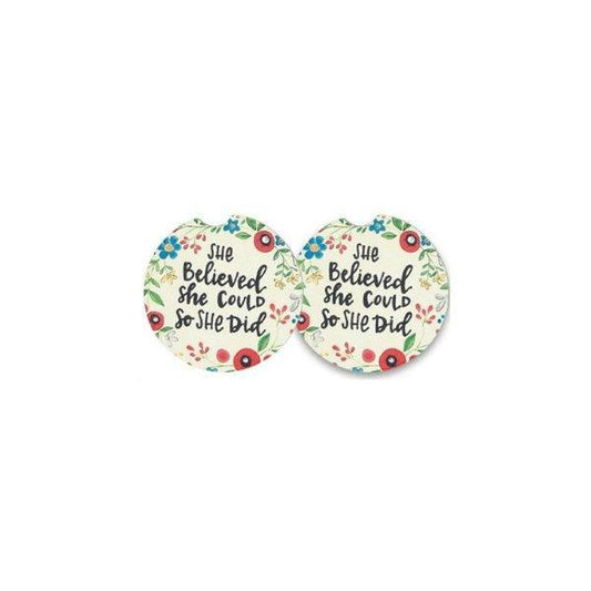 She Believed 2Pk Car Coaster - Sunshine and Grace Gifts