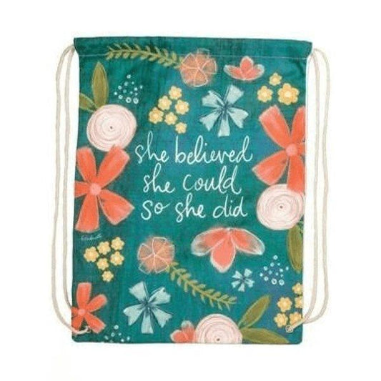 She Believed Drawstring Backpack - Sunshine and Grace Gifts