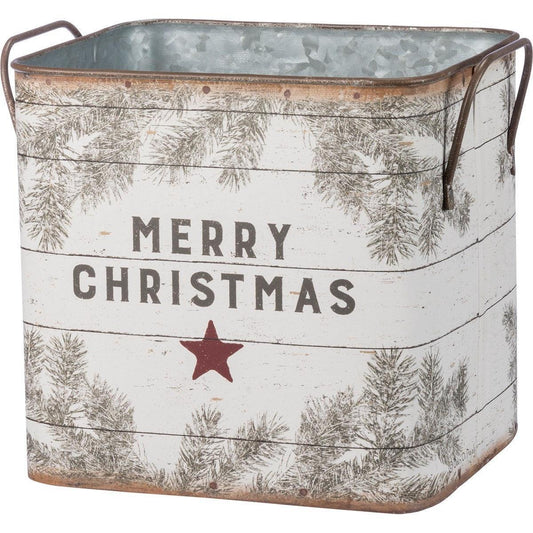 Small -Farm House Christmas Trees Metal Bucket - Sunshine and Grace Gifts