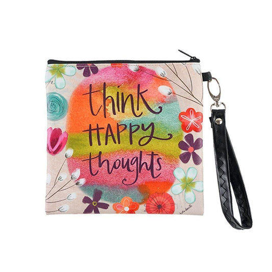 Think Happy Thoughts -Square Wristlet Bag - Sunshine and Grace Gifts