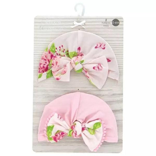 Turban Baby Hats - Pink Floral - Sunshine and Grace Gifts