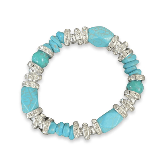 Turquoise Round Stone Beaded Bracelet - Sunshine and Grace Gifts