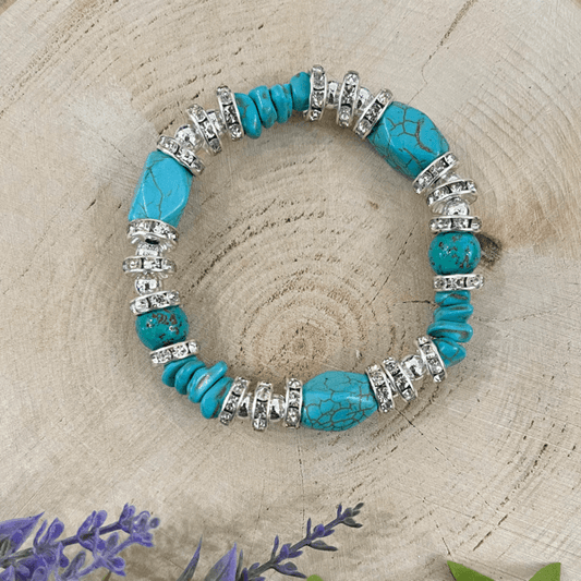 Turquoise Round Stone Beaded Bracelet - Sunshine and Grace Gifts