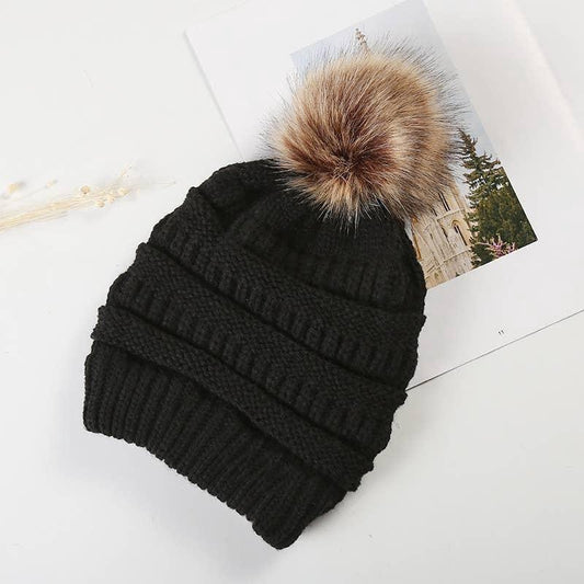 Womens Pom Knitted Hat - Sunshine and Grace Gifts