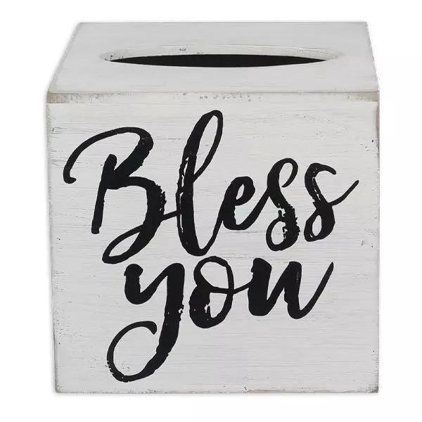 Wood Tissue Box Holder-Bless You - Sunshine and Grace Gifts