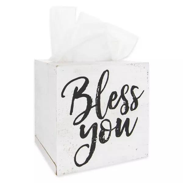 Wood Tissue Box Holder-Bless You - Sunshine and Grace Gifts